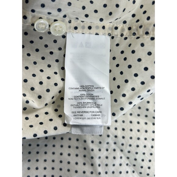 J Crew Top Women's 00 Button Up Boy Shirt Polka Dot Long Sleeve Blouse - Picture 9 of 10